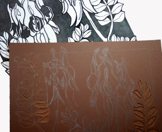 Sturt Desrt Pea Linocut