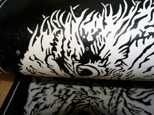 Linocut printing flaws - inking and printing