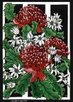 82. Waratahs & Flannel Flowers  - Linocut