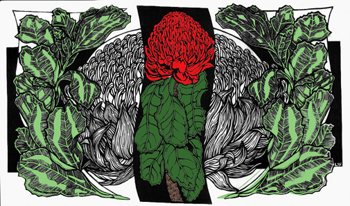 Waratahs Colour Tone Linocut Design
