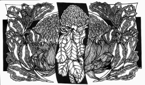 Waratahs black and white linocut
