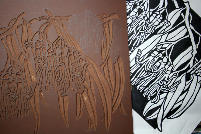 Native Mistletoe Linoblock