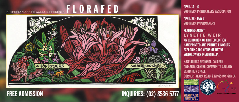 2001 'Florafed' Exhibition - Australian Linocut Artist - Invite Card