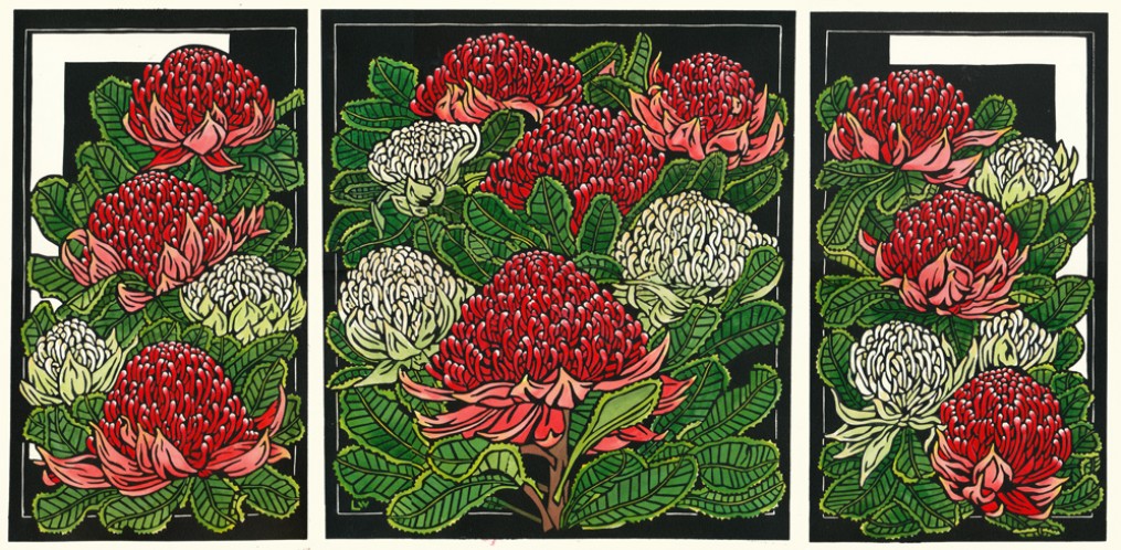 Waratah Art Linocut