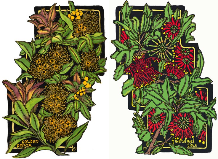 Australian Wildflower Rainforest - Golden Penda-Firewheel